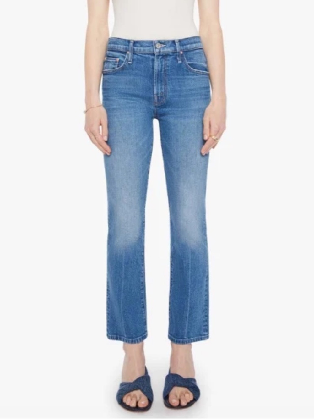 MOTHER Superior Insider Ankle Get Two Birds Stoned Mid Wash Denim Jeans Size 27